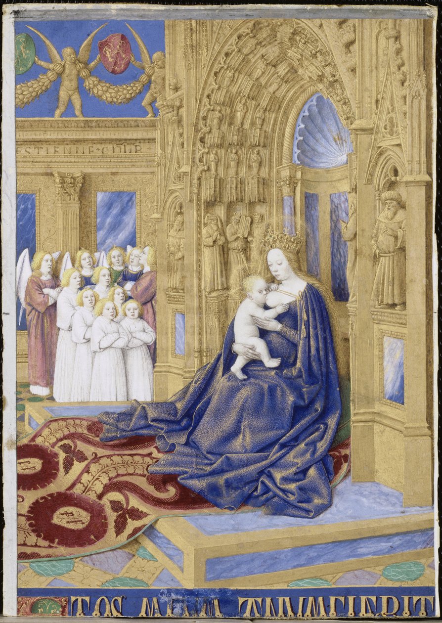 The Virgin and Child tronade Hours of Étienne Chevalier av Jean Fouquet