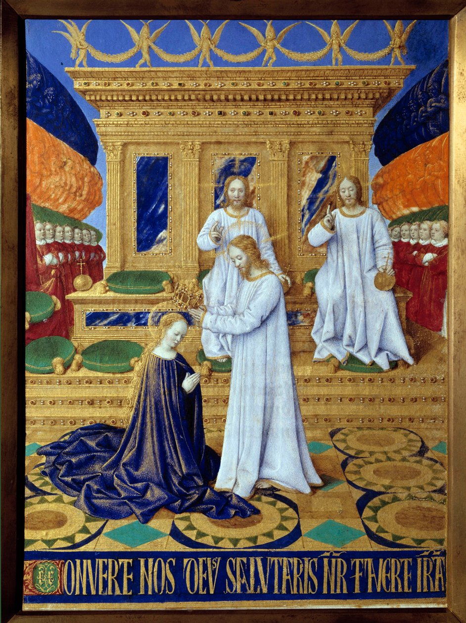 Kröningen av miniatyrjungfrun hämtad från "The Book of Hours of Etienne Chevalier" av Jean Fouquet (1420-1477/1481) av Jean Fouquet