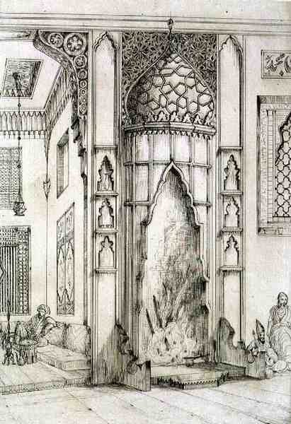 Öppen spis i Palace of the Seven Towers, i Isfahan, från 