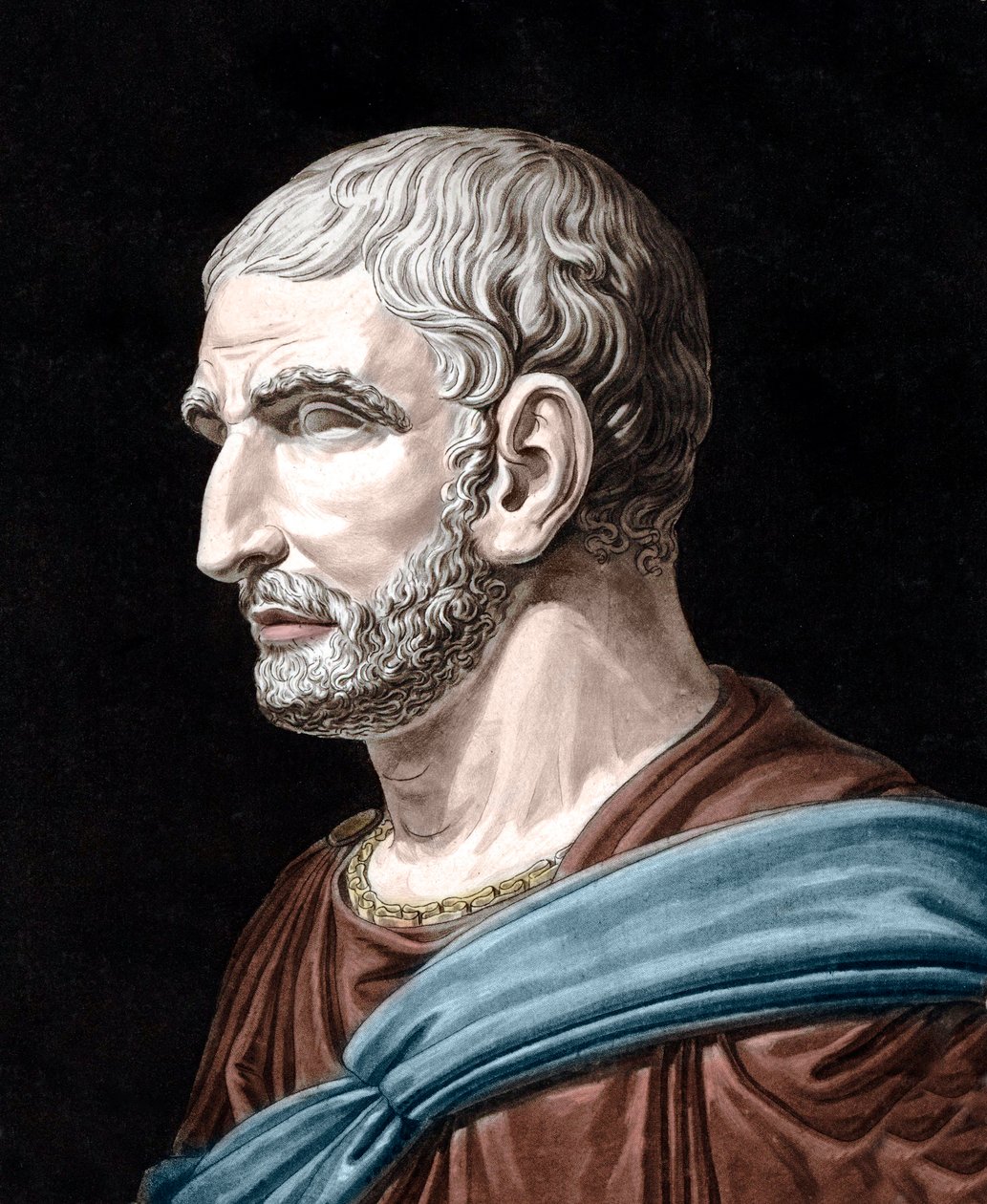 Porträtt av Lucius Junius Brutus - Lucius Iunius Brutus (509-545 f.Kr.) - Legendarisk grundare av den romerska republiken - Gravyr av Jean Francois Janinet (1752-1814) av Jean Francois (after) Janinet