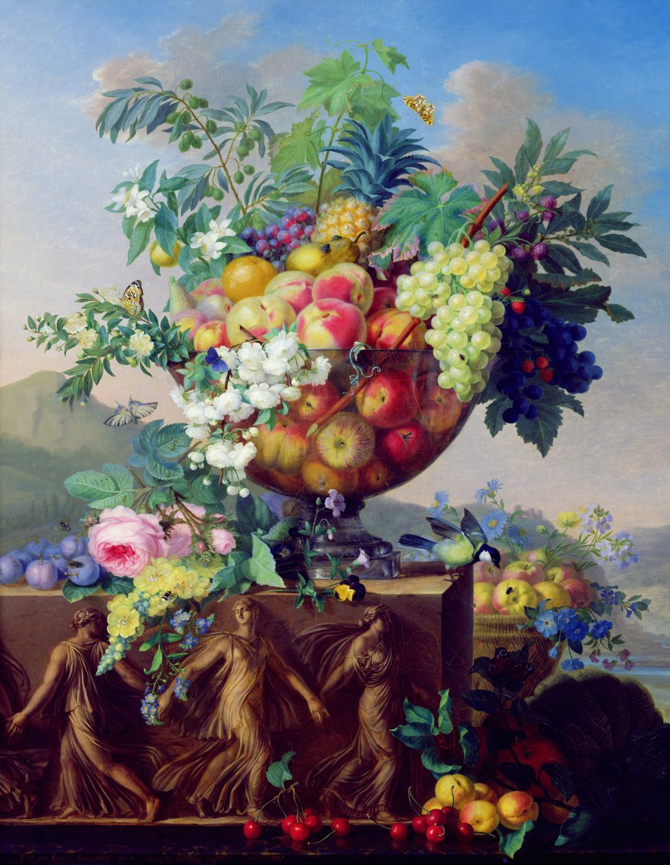 Coupé med blommor och frukt av Jean Francois Bony