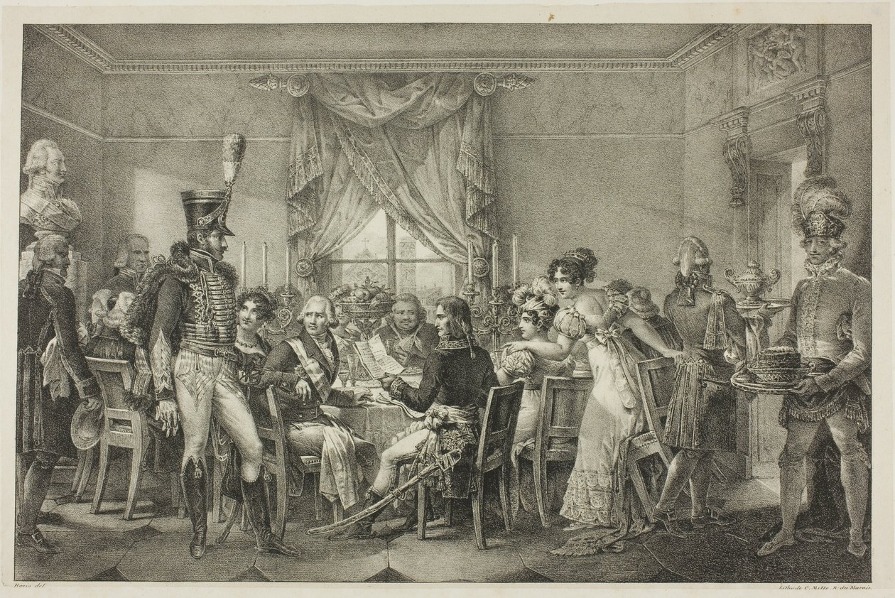 Napoleon vid Storhertigens palats i Florens, tallrik tretton från Napoleons politiska och militära liv av Jean Francois Bosio