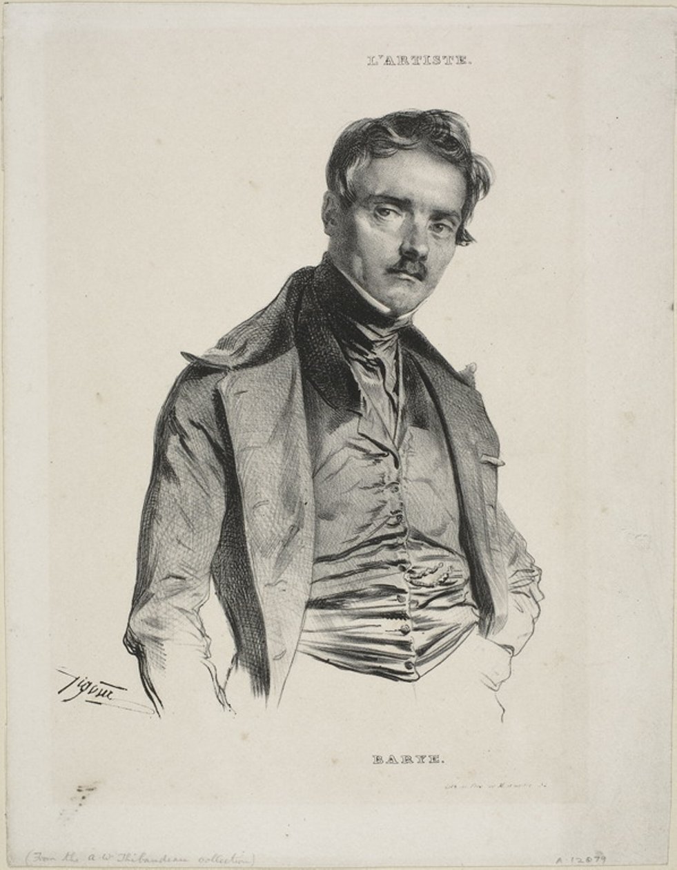 Porträtt av skulptören Antoine-Louis Barye av Jean Francois Gigoux