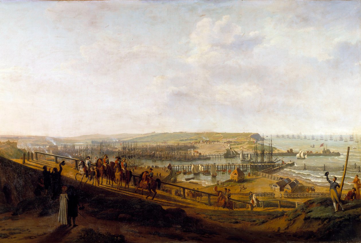 Kejsar Napoleon I besöker Boulognelägret i juli 1804 Målning av Jean Francois Hue (1751-1823) 1804 Sön. 1,9x2,26 m av Jean Francois Hue