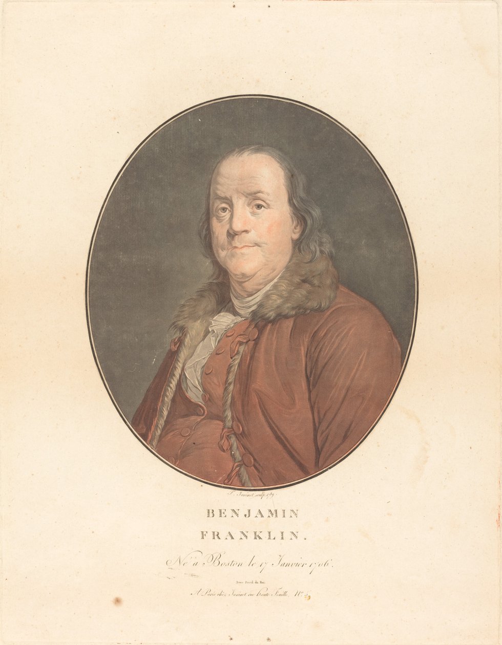 Benjamin Franklin, 1789. Skapare: Jean Francois Janinet, Joseph Siffred Duplessis. av Jean Francois Janinet, Joseph Siffred Duplessis