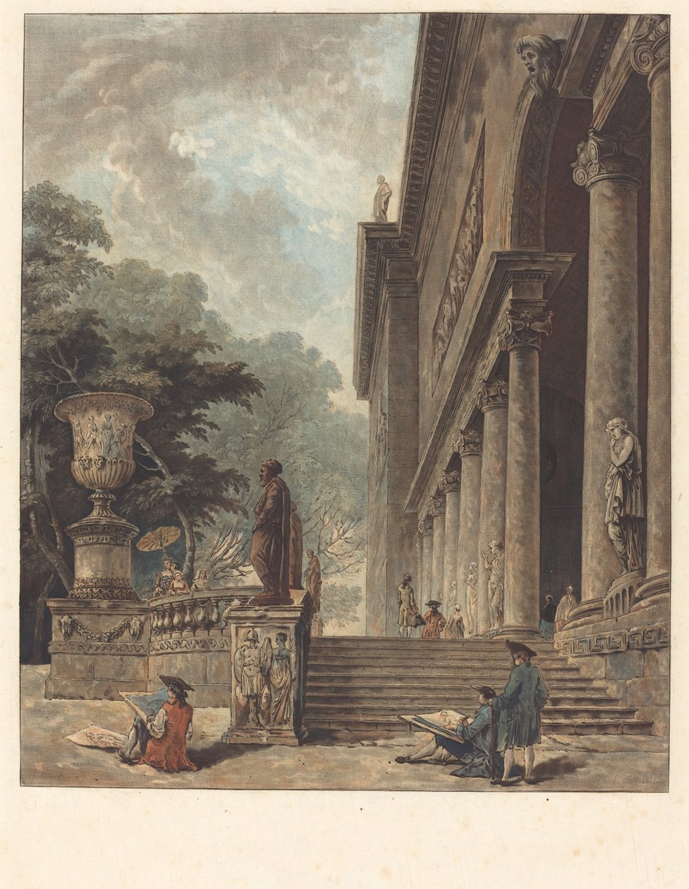 Colonnade and Gardens of the Palazzo Medici Colonnade and Gardens of the Palazzo Medici, ca. 1776. av Jean-Francois Janinet