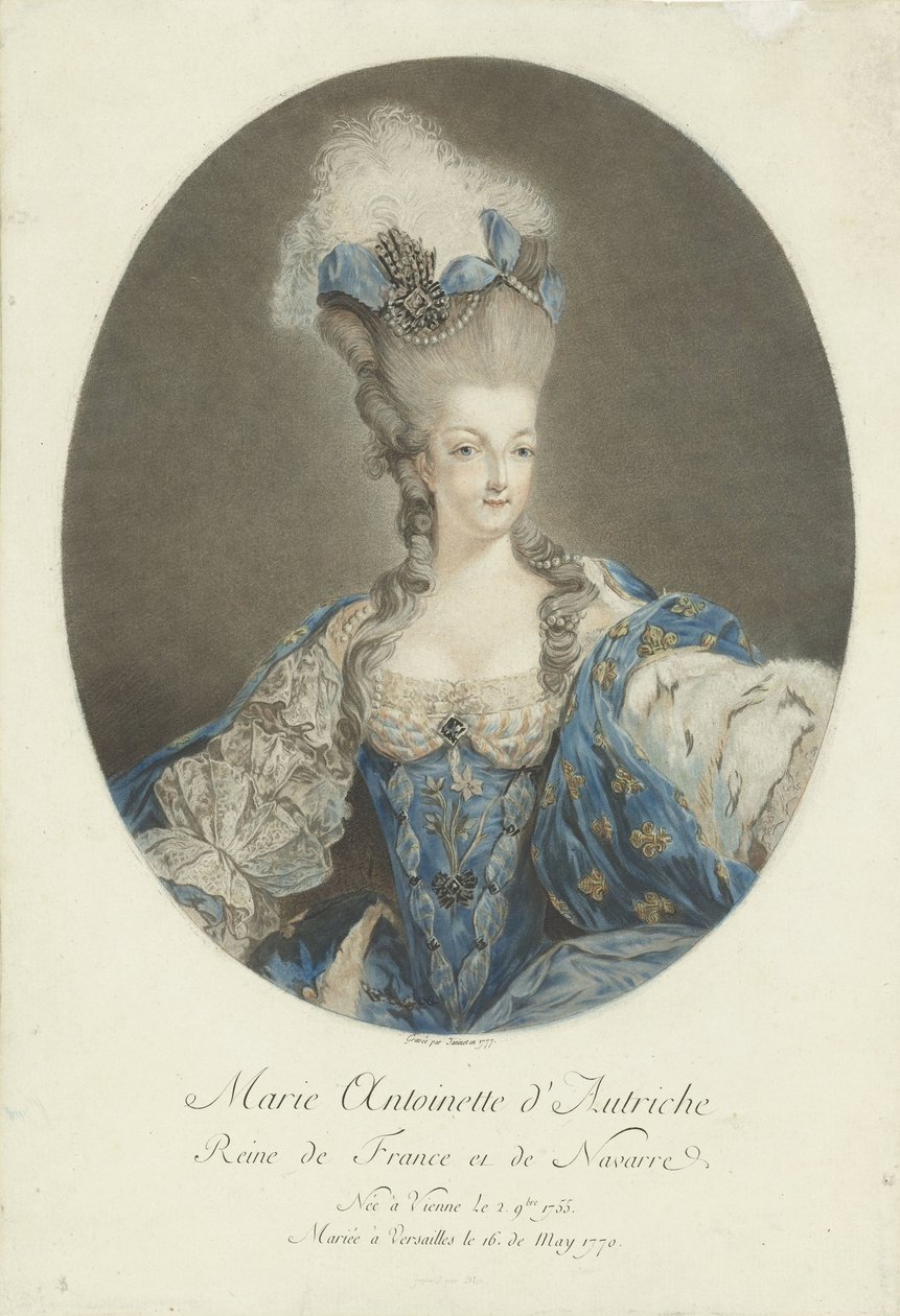 Porträtt av Marie Antoinette Marie Antoinette av Österrike, drottning av Frankrike och Navarra (titel på objektet) av Jean Francois Janinet