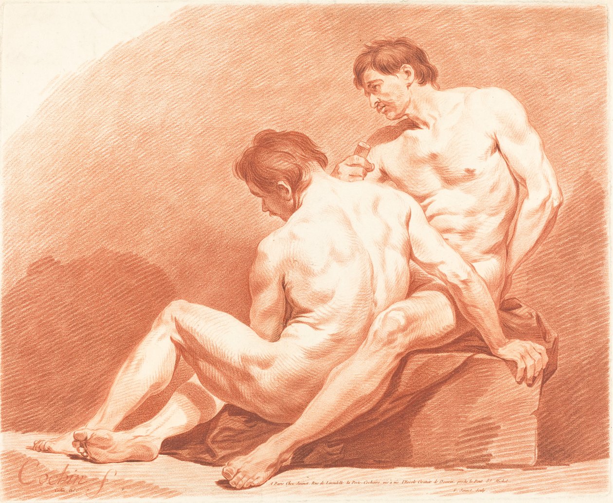 Två manliga nakenbilder, ca. 1774. av Jean Francois Janinet