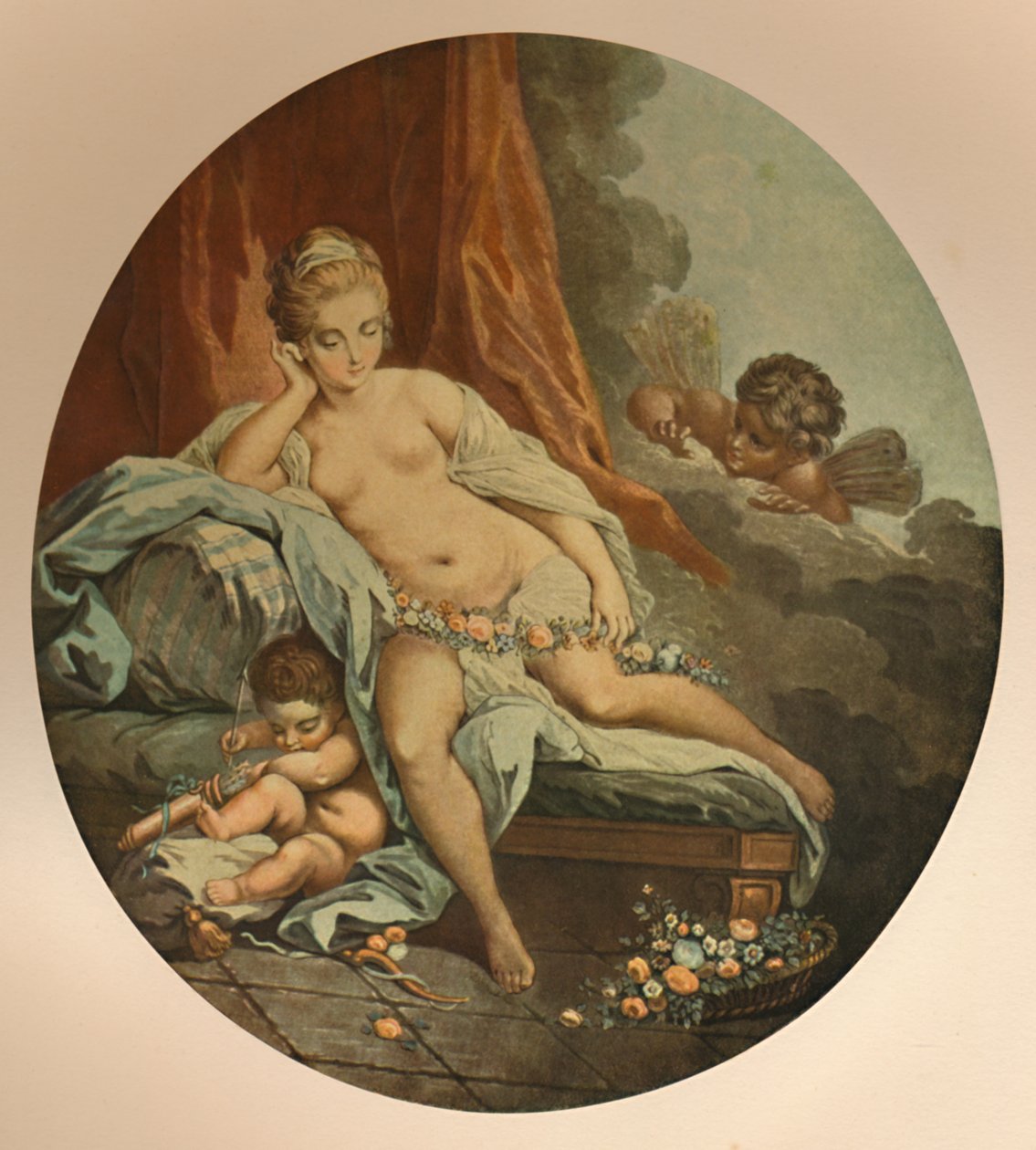 Venus i eftertanke, Venus i tanken, c1785, 1913 av Jean Francois Janinet