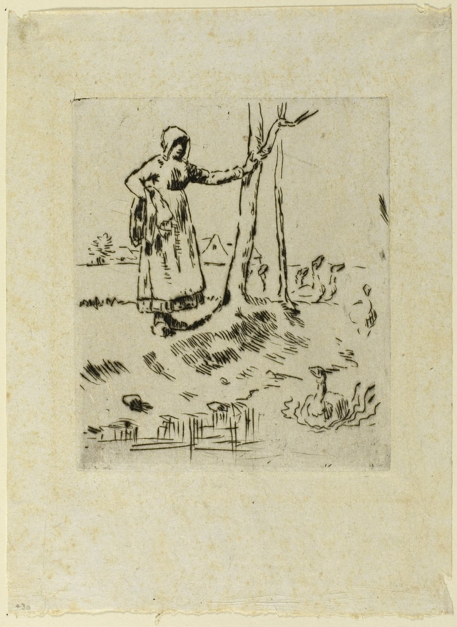 En flicka som sköter gäss av Jean Francois Millet