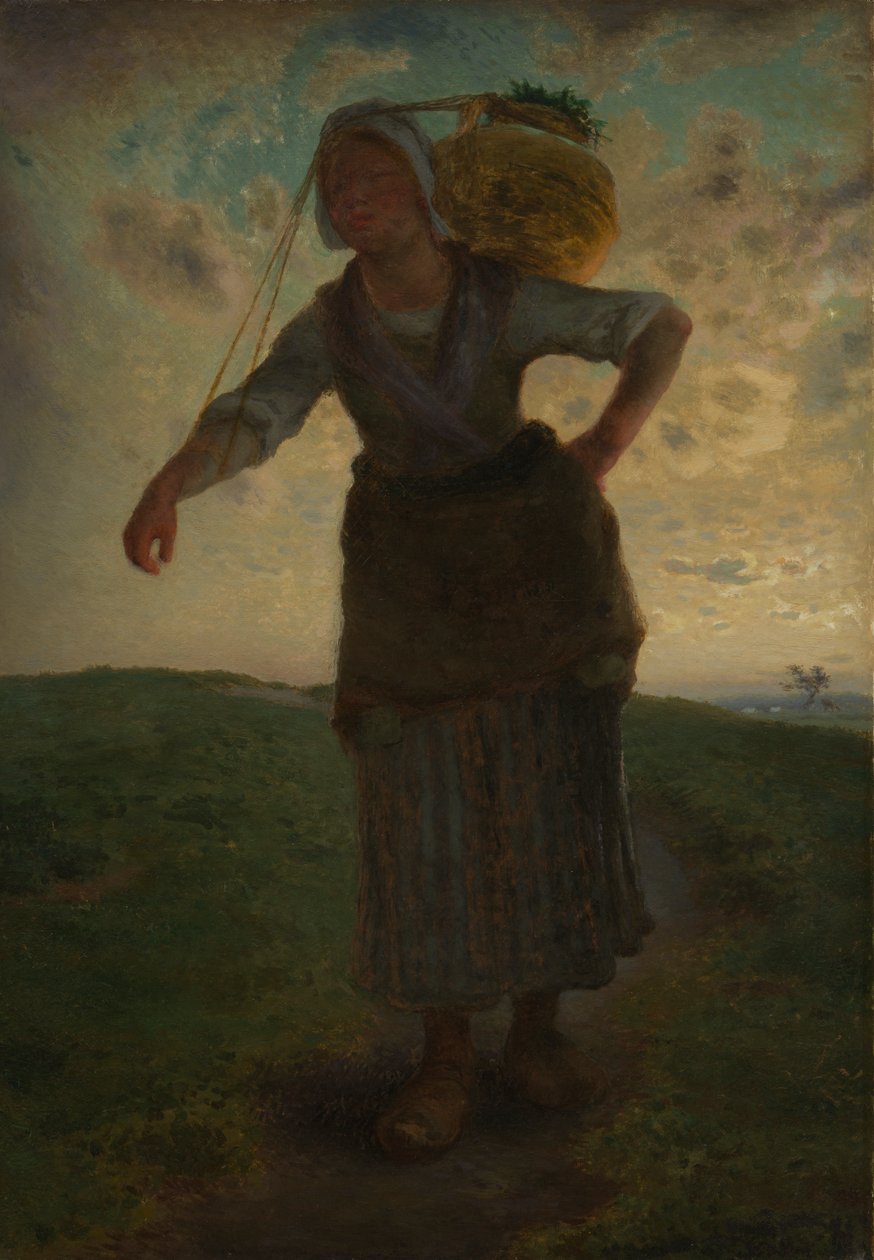 A Norman Milkmaid at Greville, 1871 (olja på kartong) av Jean Francois Millet