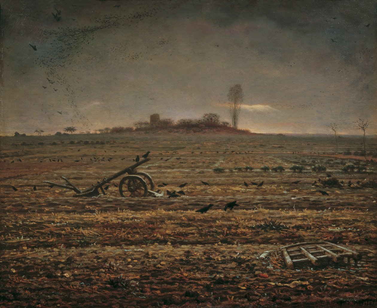 Chaillys slätt med harv och plog av Jean Francois Millet
