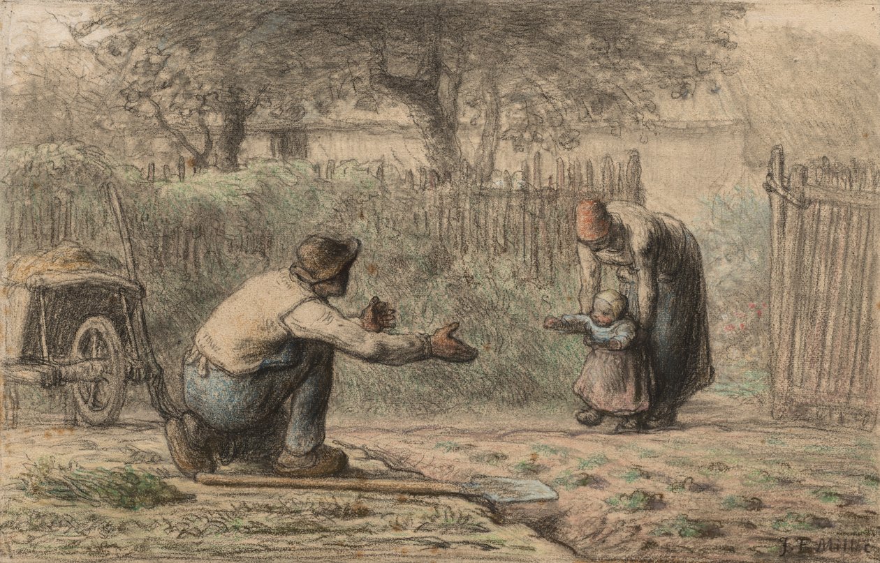 Första stegen, c. 1858-1866. av Jean Francois Millet