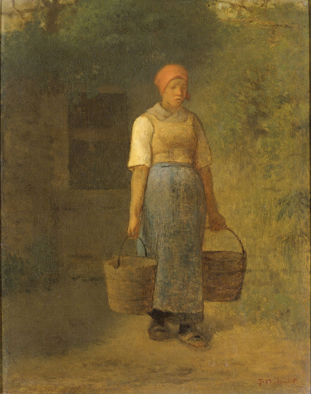 Flicka som bär vatten, ca 1855-60 av Jean Francois Millet