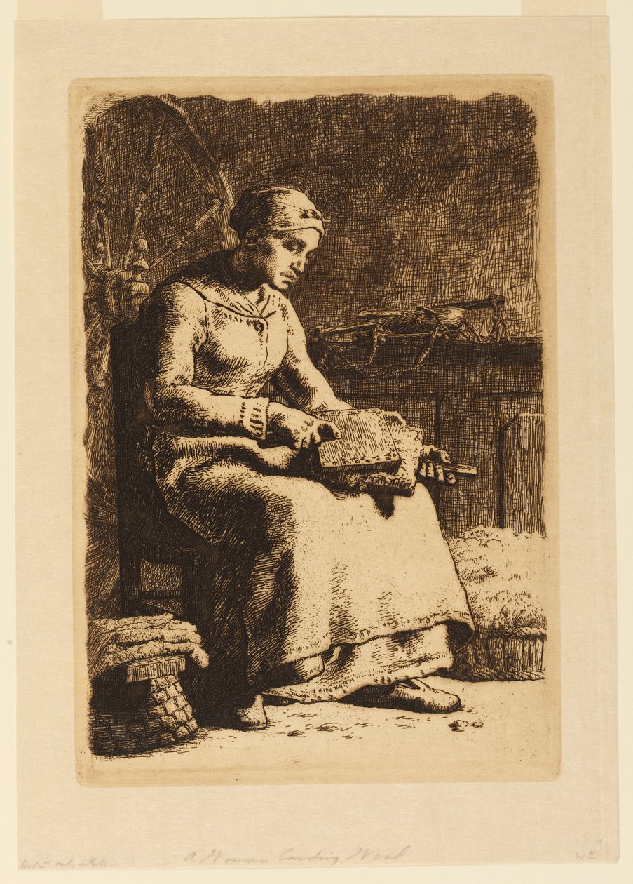 La Cardeuse (Ullkardaren) av Jean Francois Millet