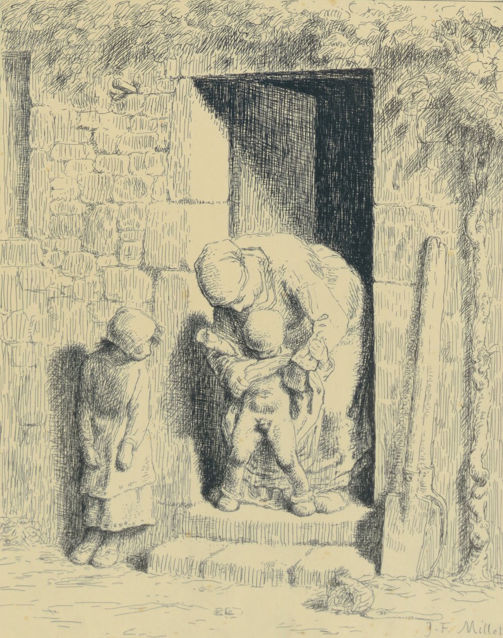 Försiktighetsåtgärder för mödrar av Jean Francois Millet