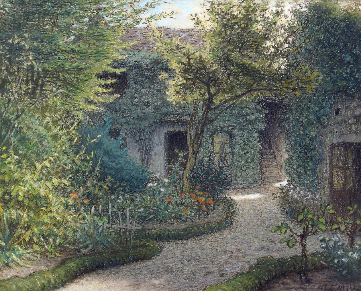 ""Theodore Rousseaus hus (1812-1867) i Barbizon"" (Theodore Rousseaus hus i Barbizon) Målning av Jean Francois (Jean-Francois) Millet (1814-1875) Privat samling av Jean Francois Millet