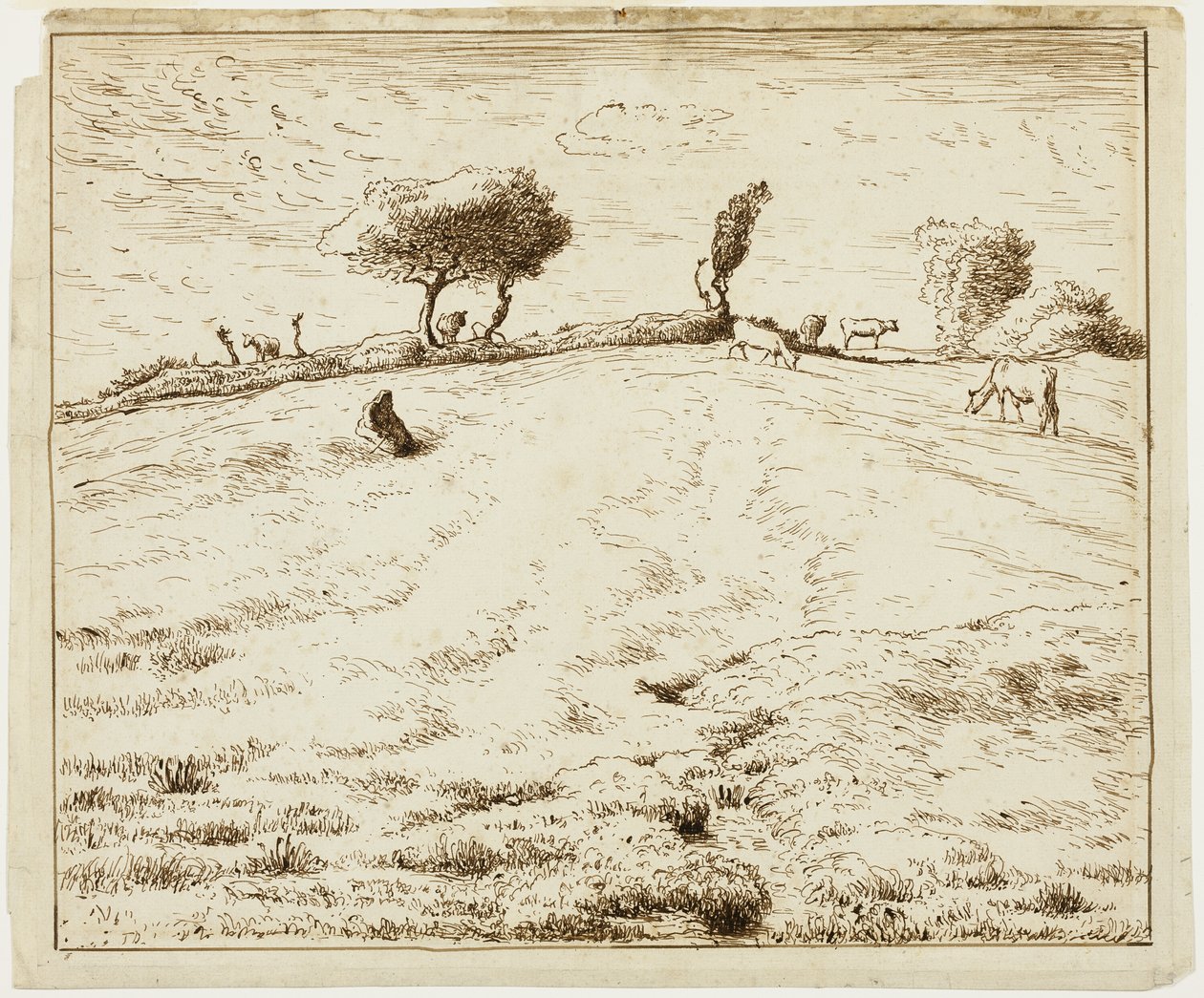 Landskap - sluttning i Gruchy, Normandie av Jean Francois Millet