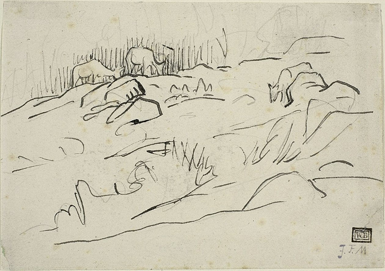Landskap med boskap av Jean Francois Millet