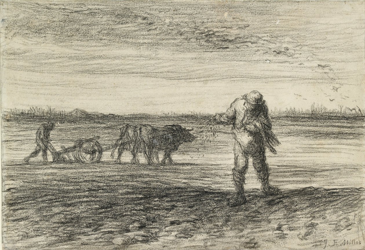 Man plöjer och ytterligare en sådd, 1849-1852 av Jean Francois Millet