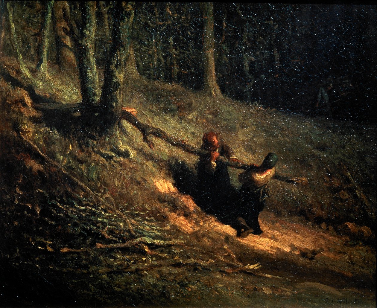 Bondflickor med Brushwood Les Charbonnieres, c1852 av Jean Francois Millet