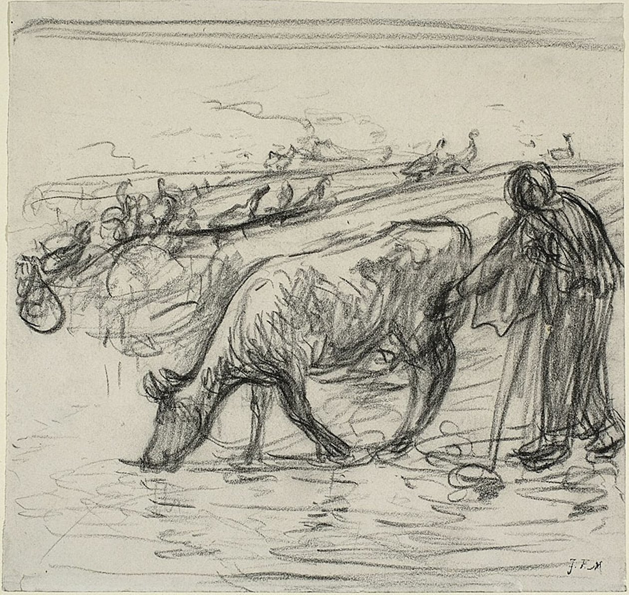 Bonde som vattnar hennes ko av Jean Francois Millet