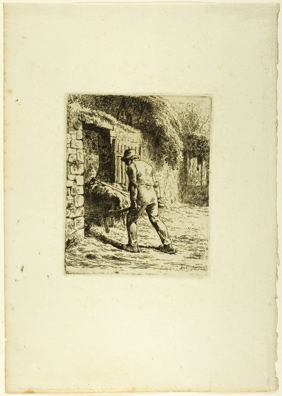 Bonde med en skottkärra av Jean Francois Millet