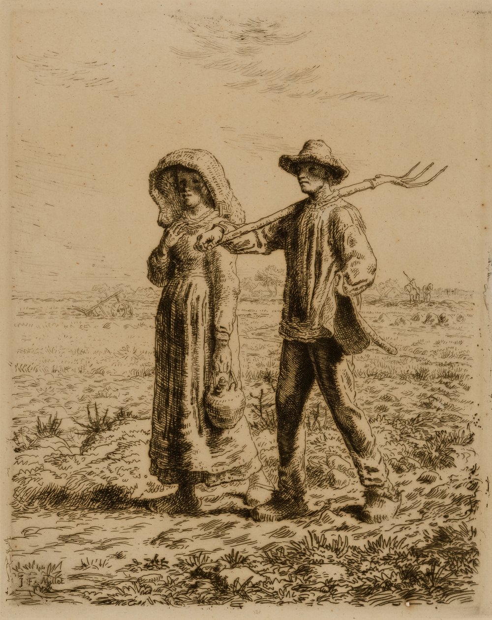 Bönder på väg till arbetet av Jean Francois Millet