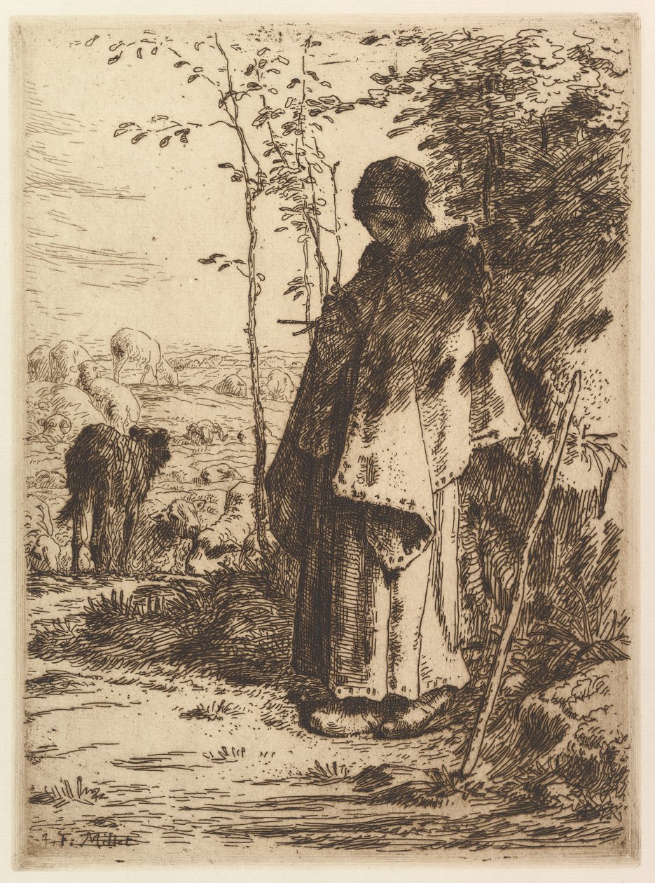 Herdinna stickning, 1862. av Jean Francois Millet