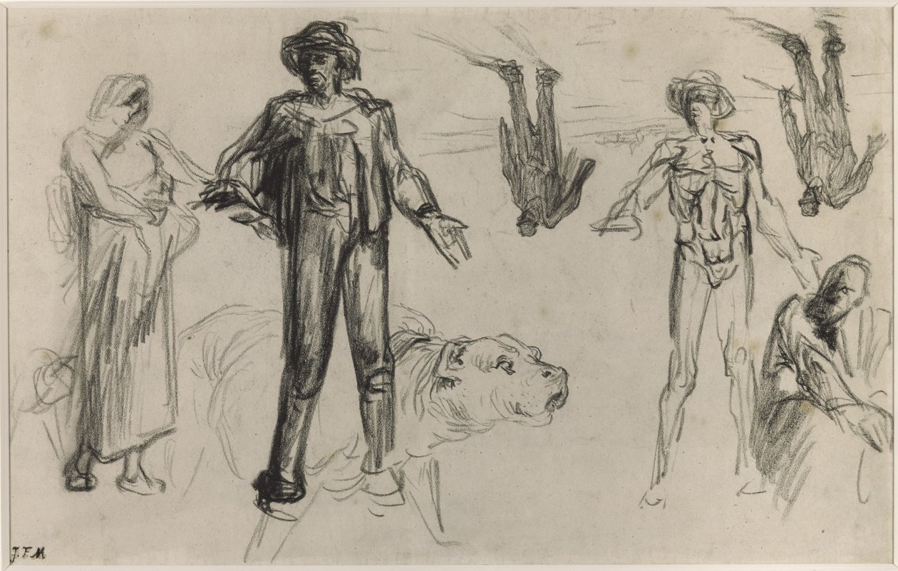 Studier för skördare som vilar (conte krita på papper) av Jean Francois Millet