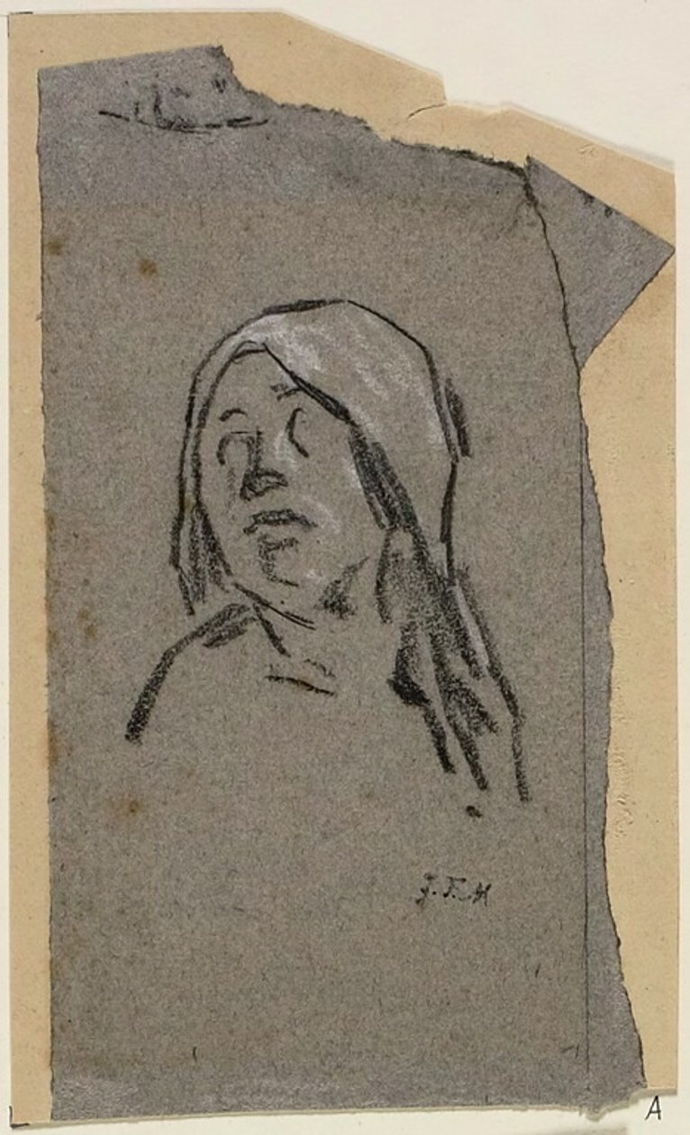 Studie av kvinnohuvud av Jean Francois Millet