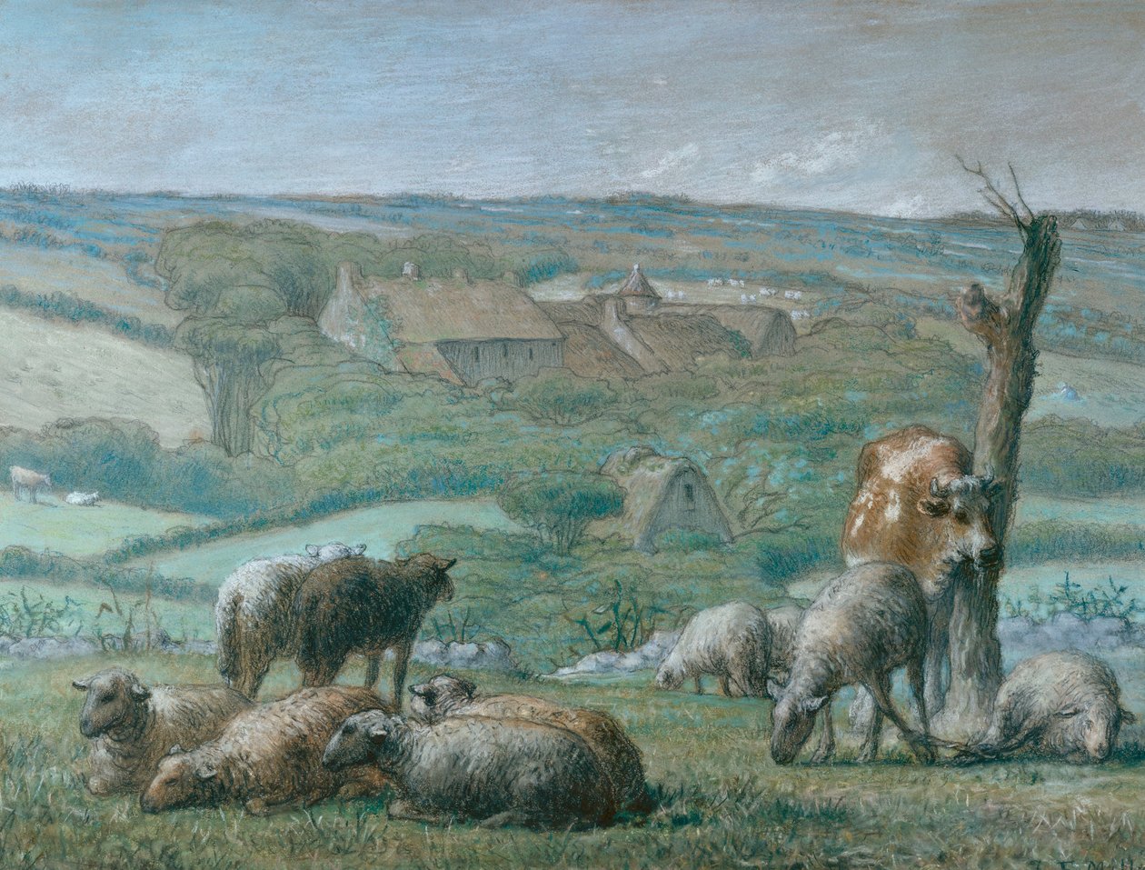 Bondgården i Lieu-Bailly, 1871 av Jean Francois Millet
