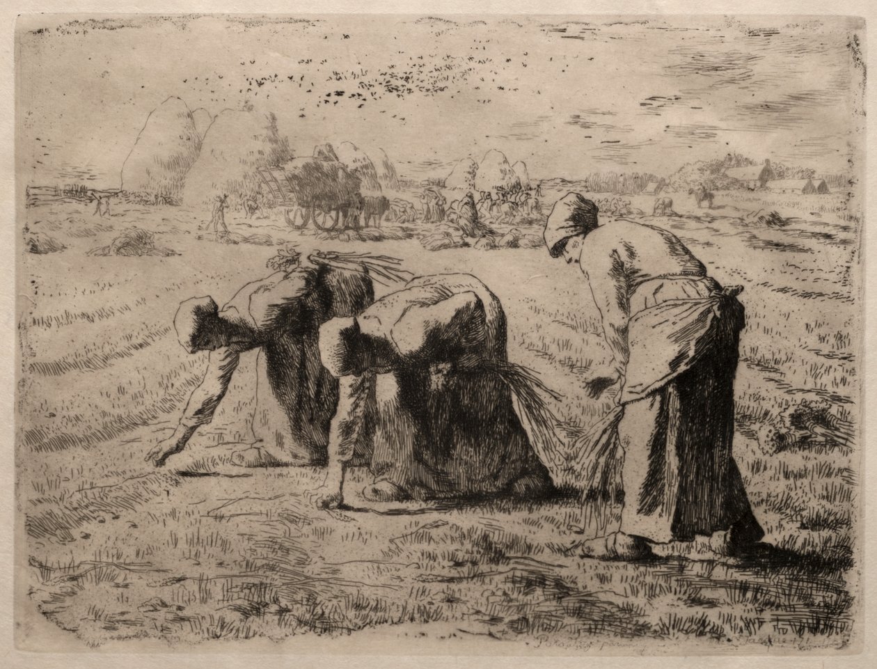 The Gleaners (etsning) av Jean Francois Millet