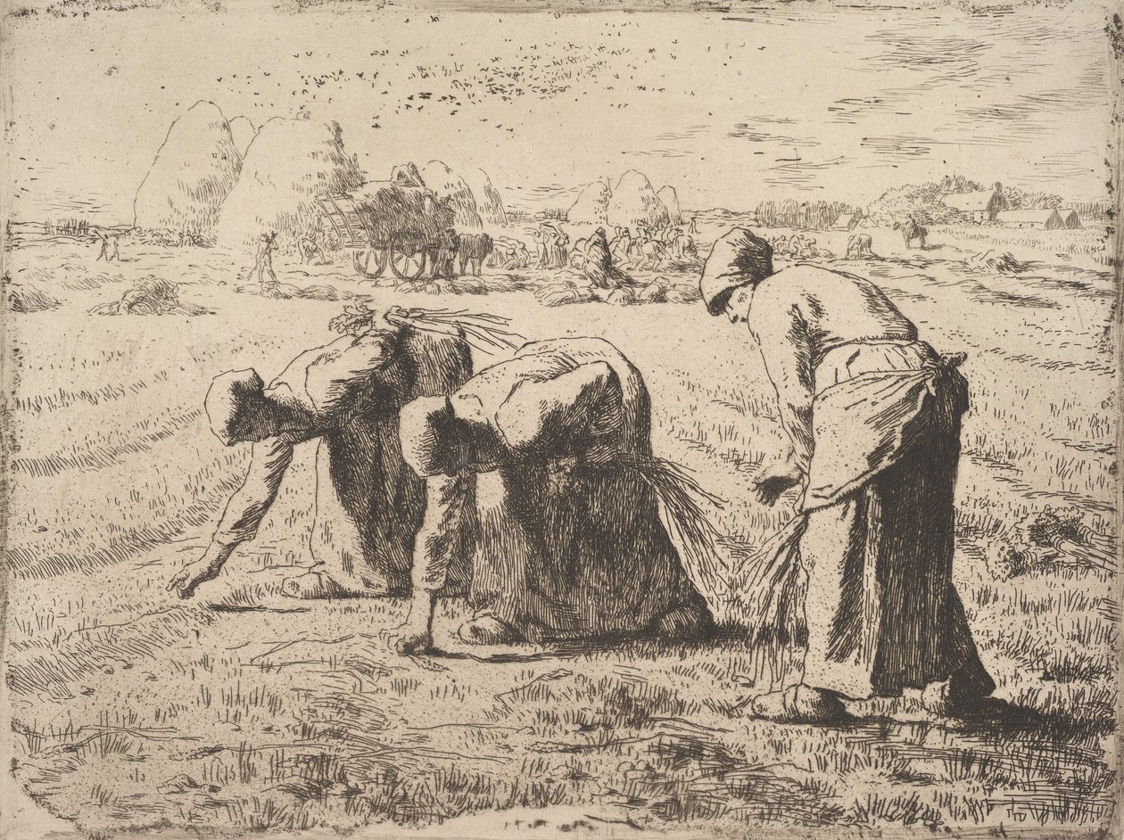 The Gleaners, ca 1855-56 (etsning på chine collé) av Jean Francois Millet