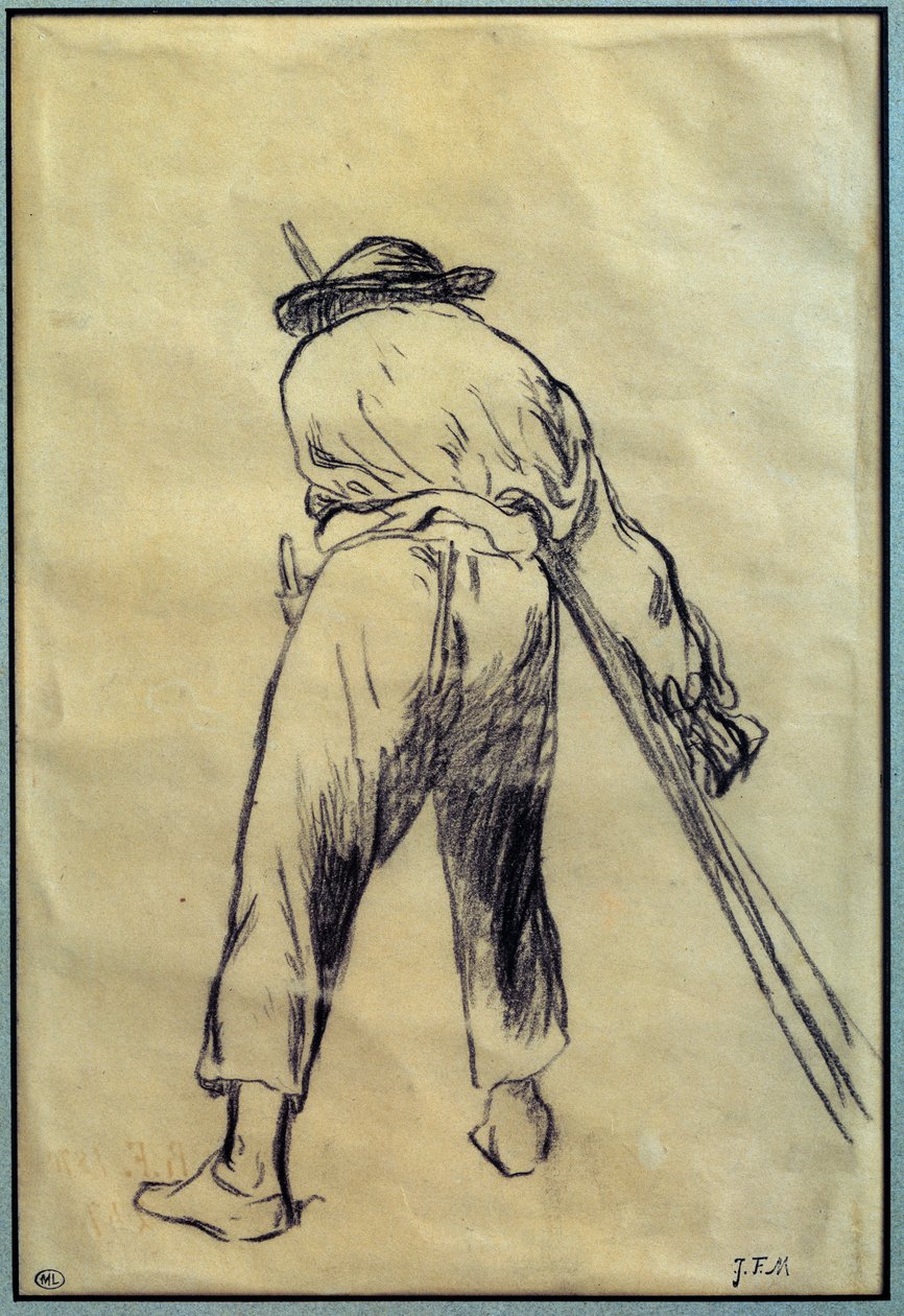 The Reaper Drawing Preparation av Jean Francois Millet (1814-1875) 1800-talets Paris, Louvren av Jean Francois Millet