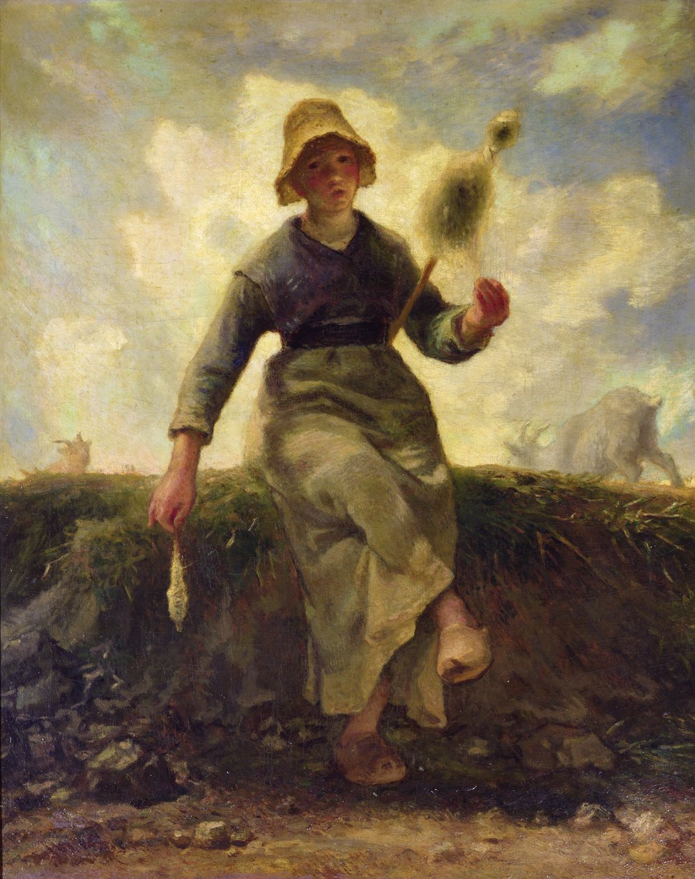 Spinnaren, getvallaren i Auvergne av Jean Francois Millet