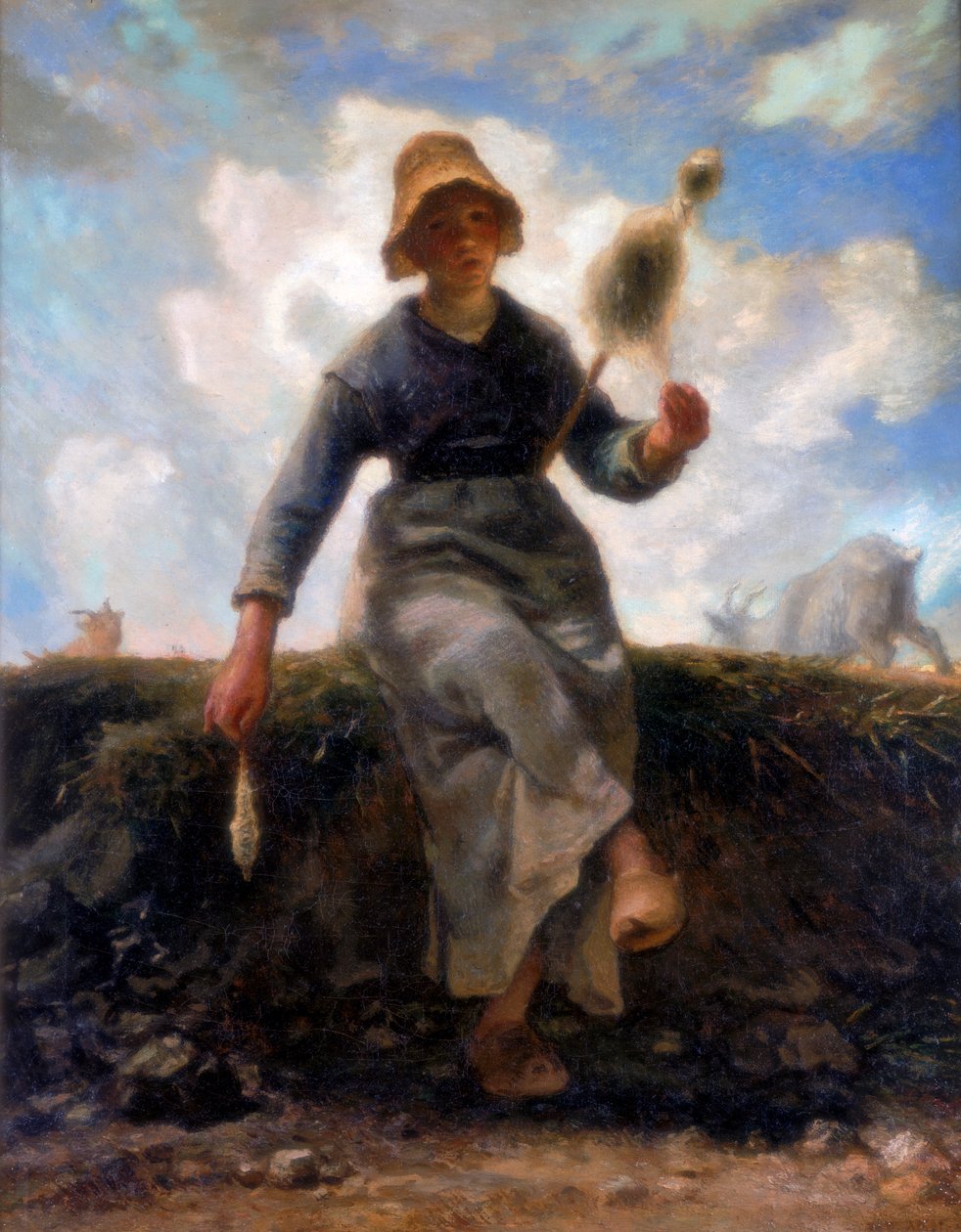 Spinnaren, getherde i Auvergne, c1868-1869 av Jean Francois Millet