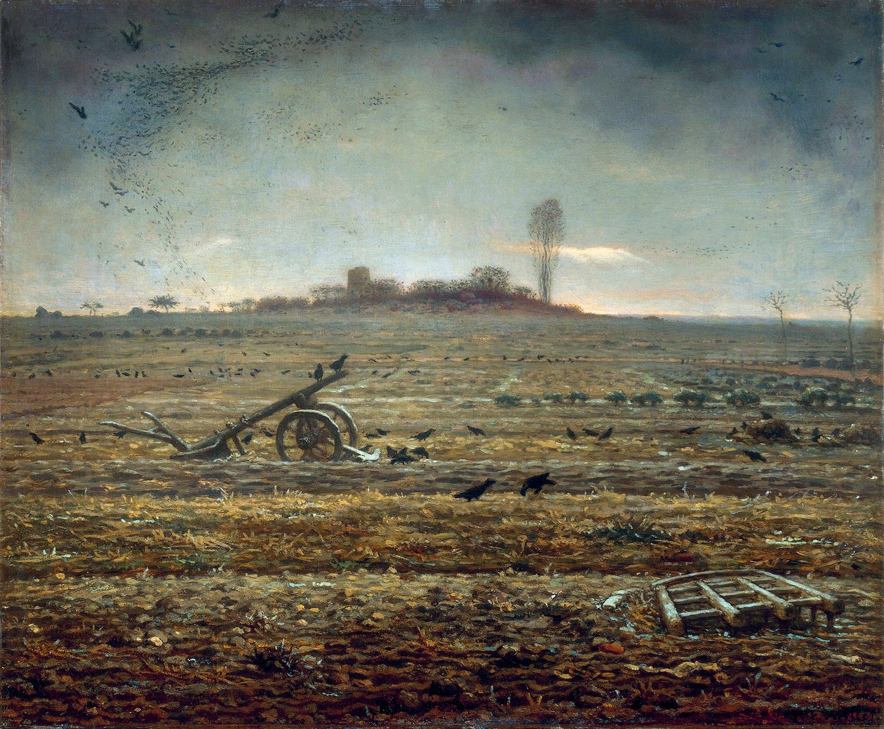 Chailly-slätten med harv och plog (olja på duk av Jean Francois Millet