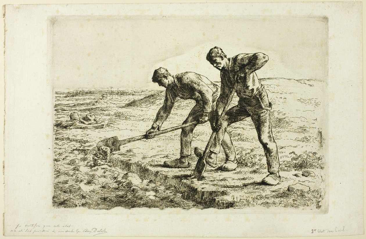 Två män som gräver av Jean Francois Millet