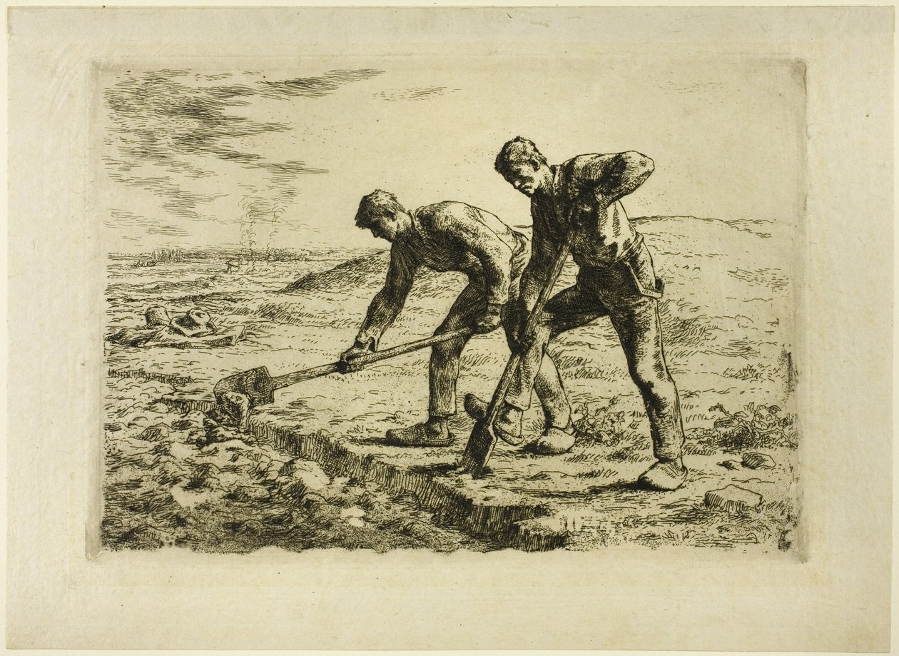 Två män som gräver av Jean Francois Millet