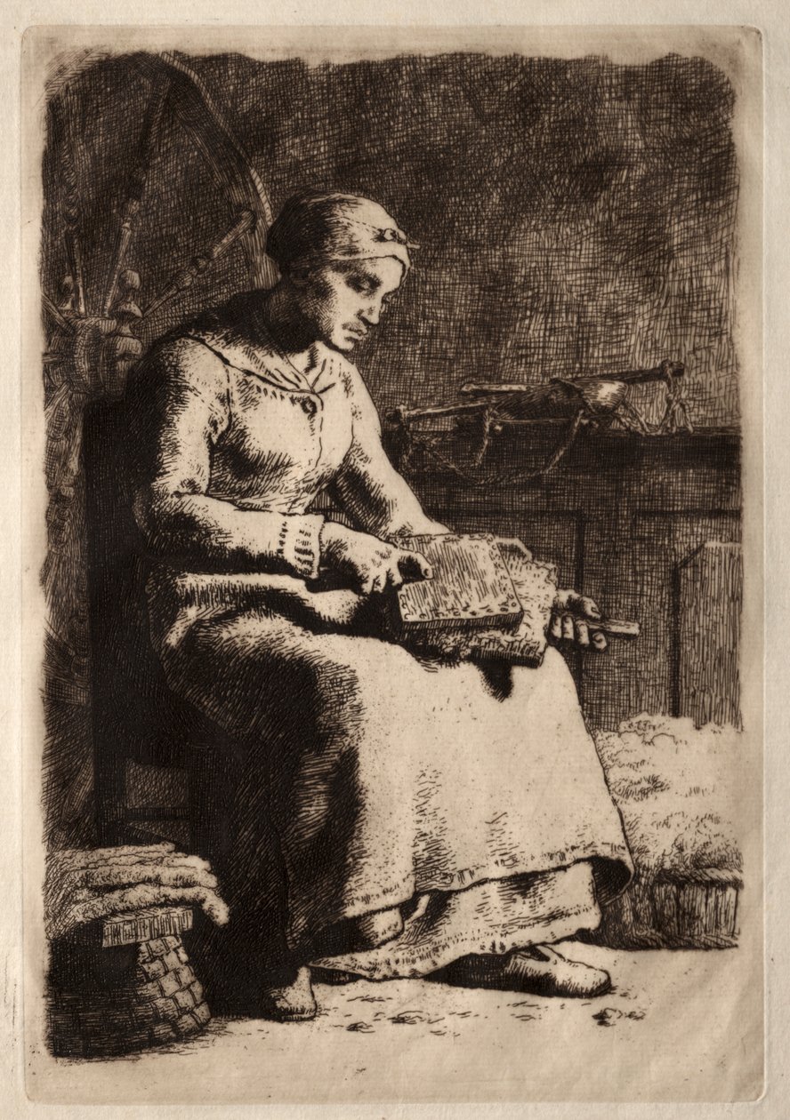 Kvinna som kardar ull av Jean Francois Millet