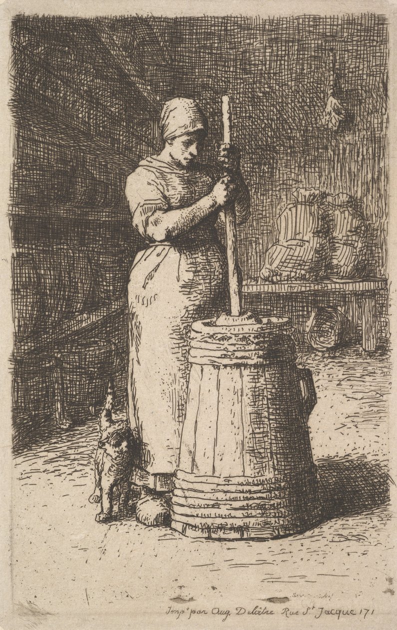 Kvinna som kärnar smör, 1855-56 av Jean Francois Millet