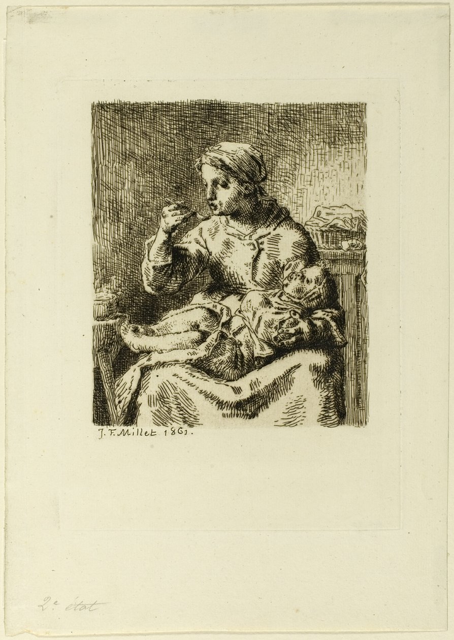 Kvinna Matar Hennes Barn av Jean-Francois Millet