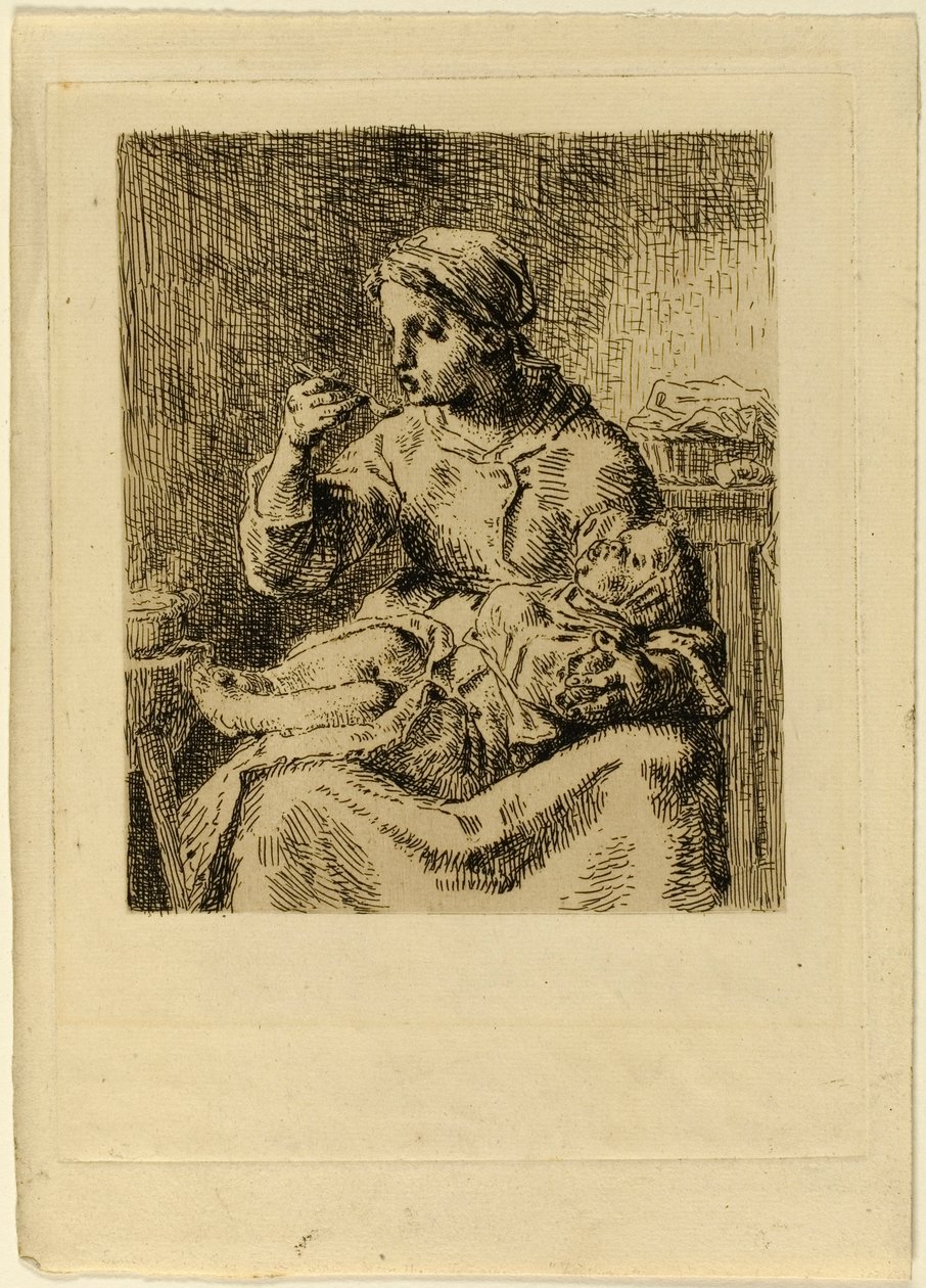 Kvinna Matar Hennes Barn av Jean-Francois Millet