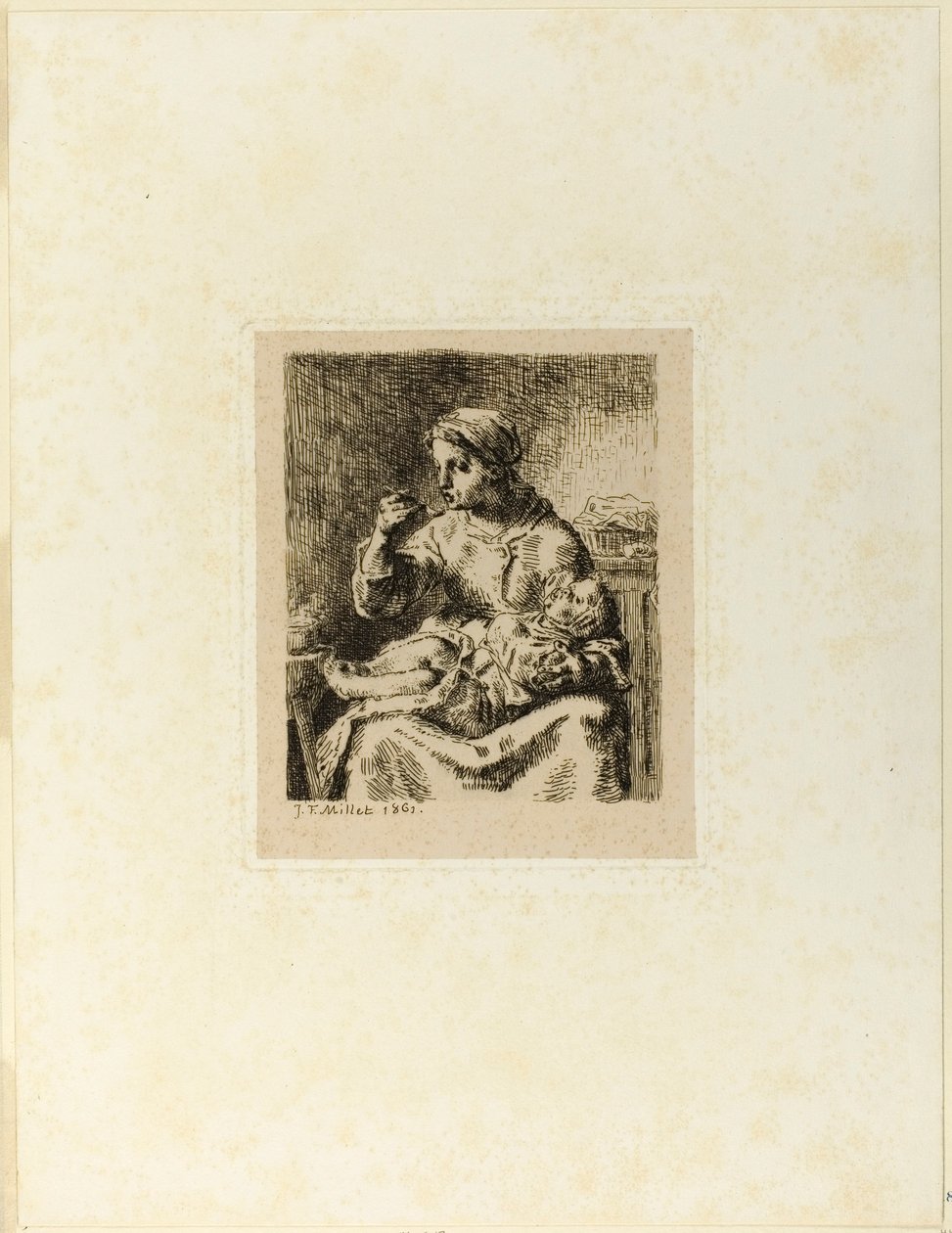 Kvinna Matar Hennes Barn av Jean-Francois Millet