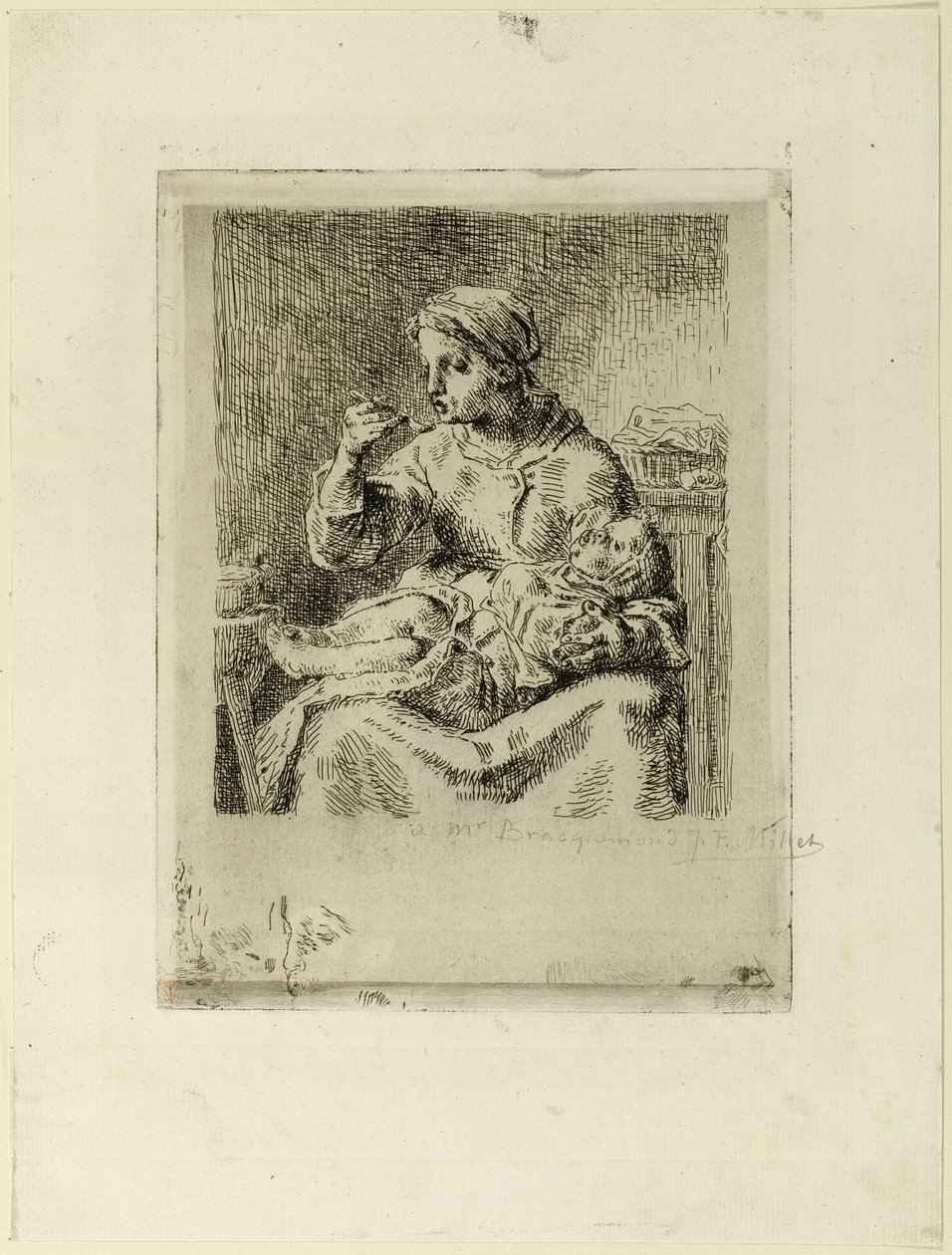 Kvinna Matar Hennes Barn av Jean Francois Millet
