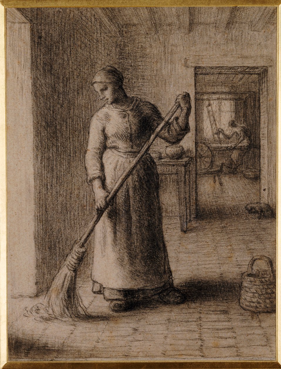 Kvinna som sopar sitt hem av Jean Francois Millet