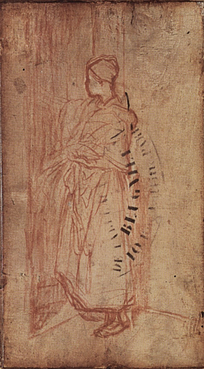 Ung kvinna som tar linne från en hylla, ca 1850-52 av Jean Francois Millet