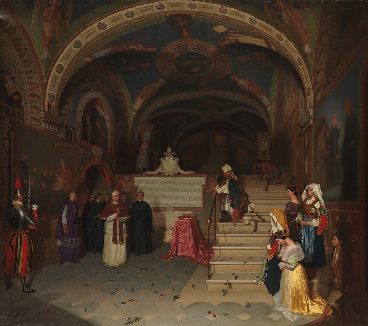 Påve Gregorius XVI besökte kyrkan San Benedetto i Subiaco, 1843. av Jean Francois Montessuy