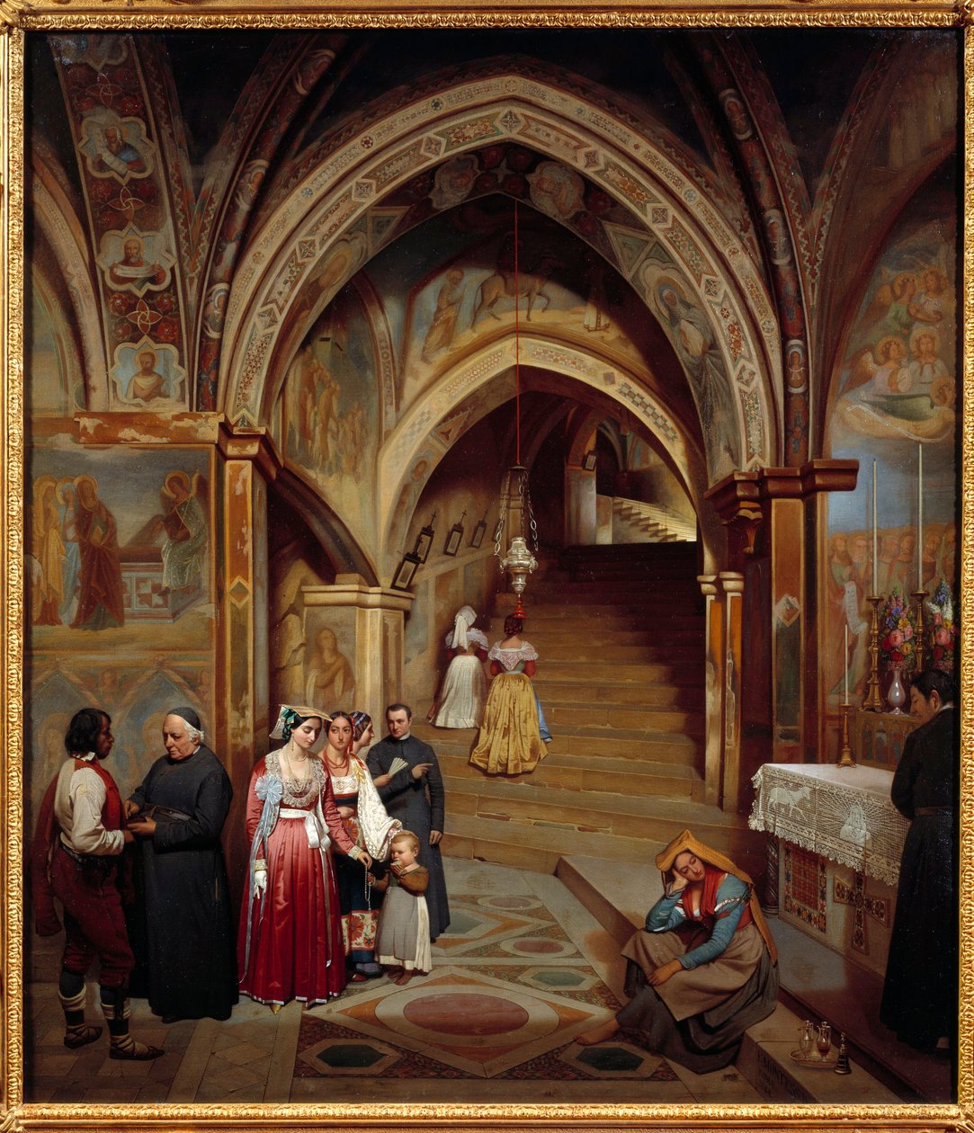 Utsikt över kyrkan i benediktinerklostret San Subiaco Målning av Jean Francois Montessuy (1804-1876) av Jean Francois Montessuy